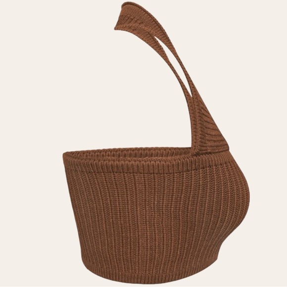 Womens|Knit Halter Crop Top|Brown|Medium M|Medium M|Stretch|Sleeveless - Picture 7 of 9